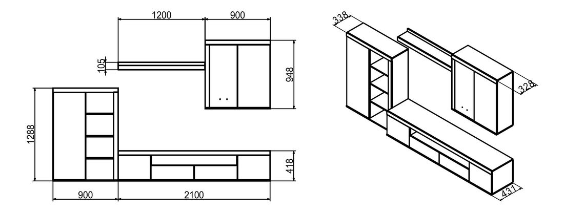 Mobilier camera de zi MIT1 (cu iluminat)
