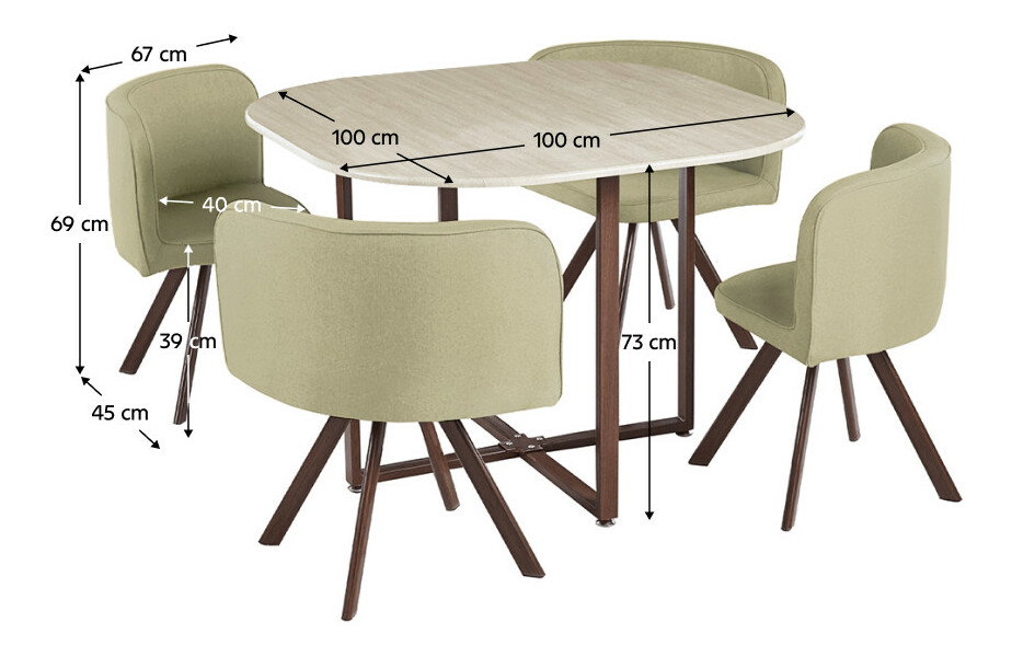 Set sufragerie 4+1 Brianite (maro deschis + natural)