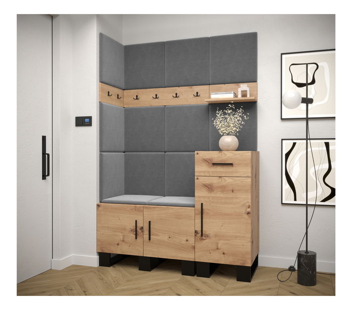Előszobabútor Amanda 10 (artisan tölgy + sötétszürke)