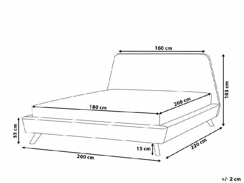 Pat matrimonial 180 cm VENITO (cu somieră) (negru)