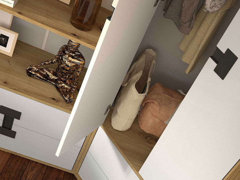 Mobilier cameră studenți Marcel II (stejar artisan + gri lucios)