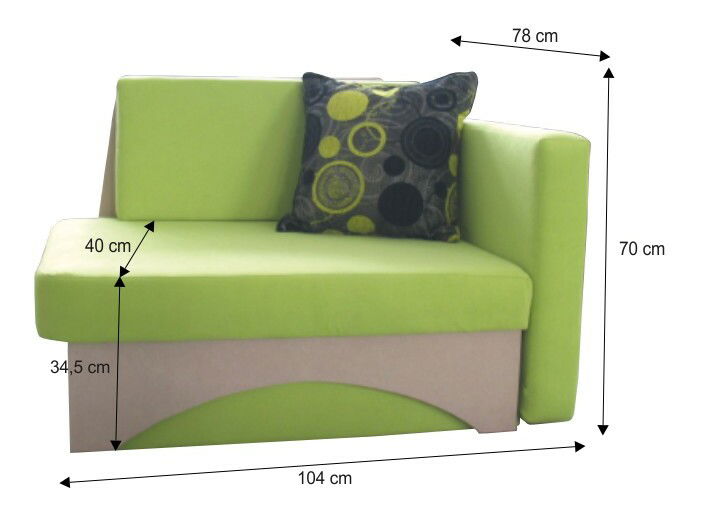 Detská sedačka Kubošik zelená + béžová (P)