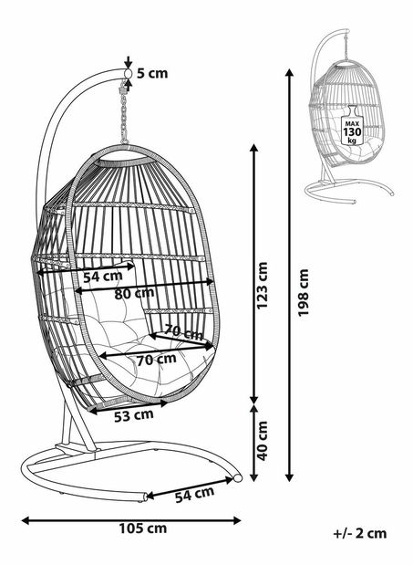 Viseća fotelja Samual (tamnosiva)