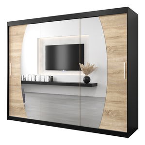 Dulap de haine 250 cm Eclipse (Negru mat + Stejar sonoma)