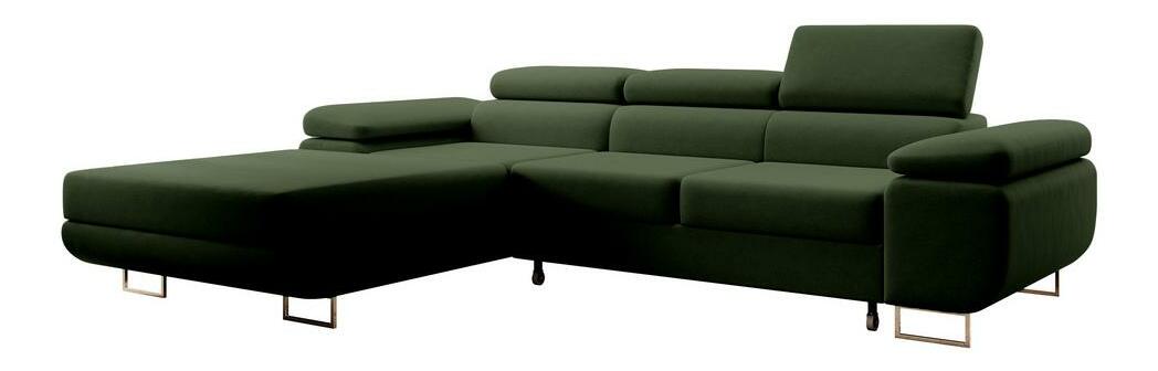 Rohová sedacia súprava Grande (L) (zelená + chrómová)