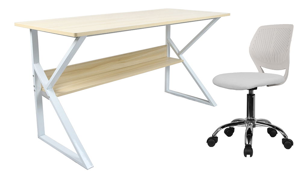 Masă de scris Torcor 100 (stejar natural + alb)