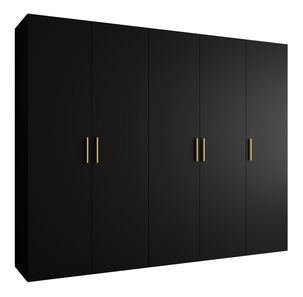 Šatníková skriňa 250 cm Borry 1 (čierna + zlatá)