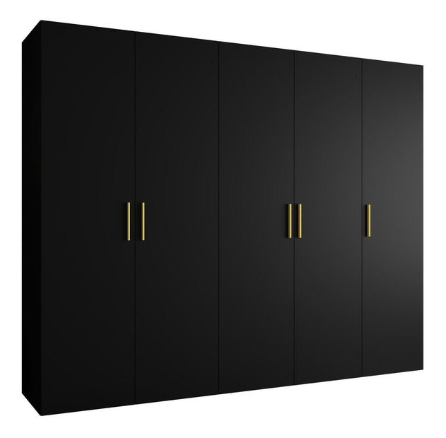 Šatníková skriňa 250 cm Borry 1 (čierna + zlatá)