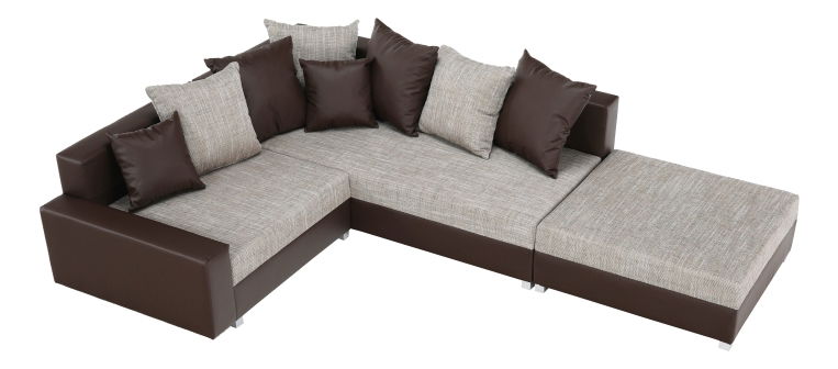 Rohová sedačka Pitton New hnedá (P) (s taburetkou)