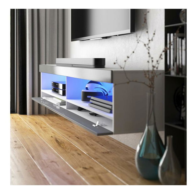 TV skrinka/stolík Violett 140 (s osvetlením) (biela + sivá)