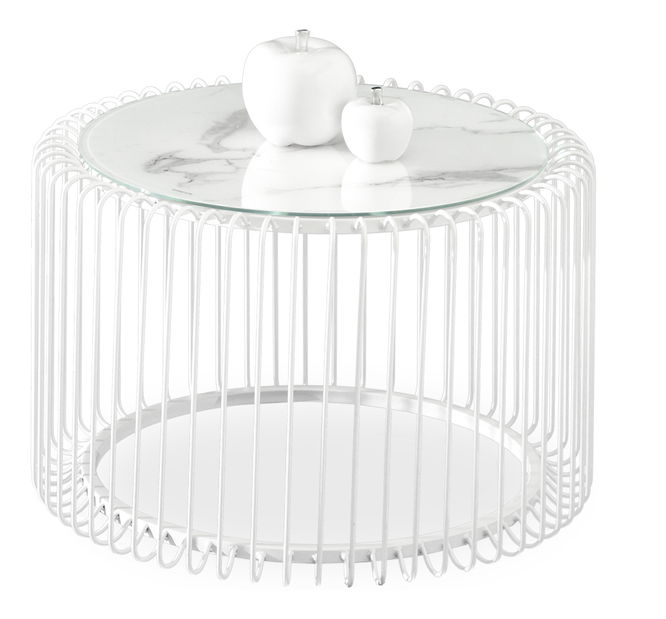 Konferenčný stolík Nando (mramor + biela)