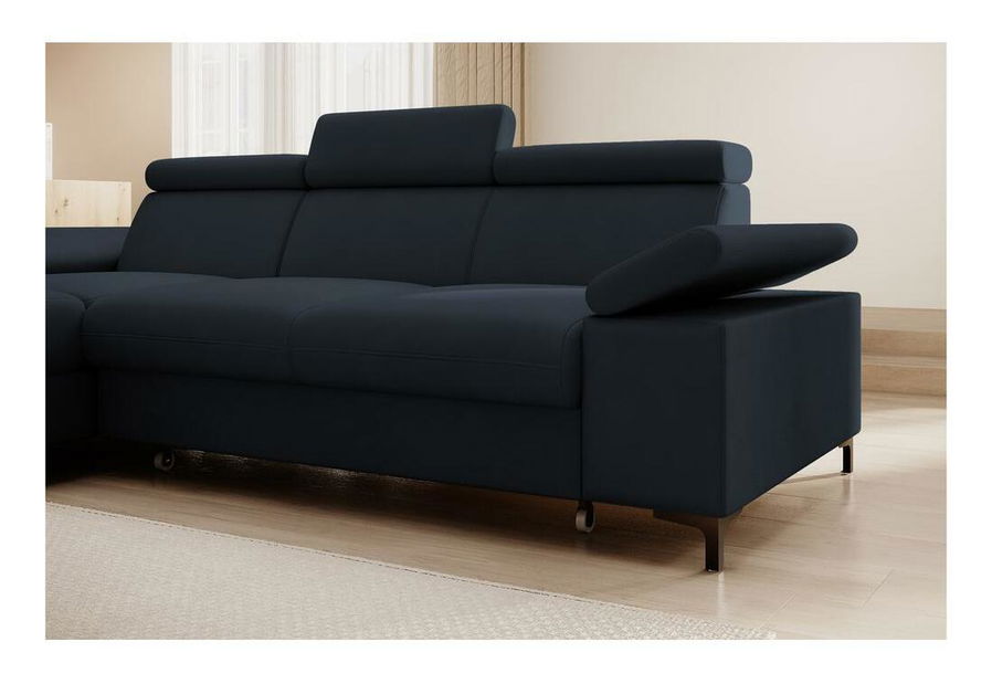 Rohová sedacia súprava Miles (L) (námornícka modrá + čierna)