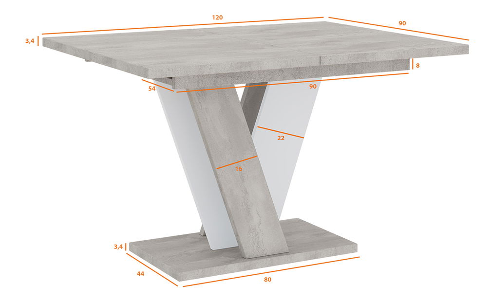 Blagovaonski stol Venag (svijetlosiva + bijela) (za 4 do 6 osoba)