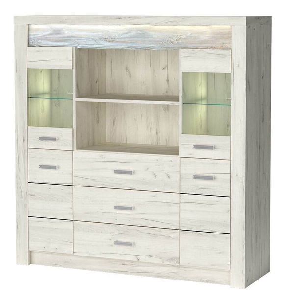 Vitrină Indie 22 (cu iluminat LED) (craft alb)