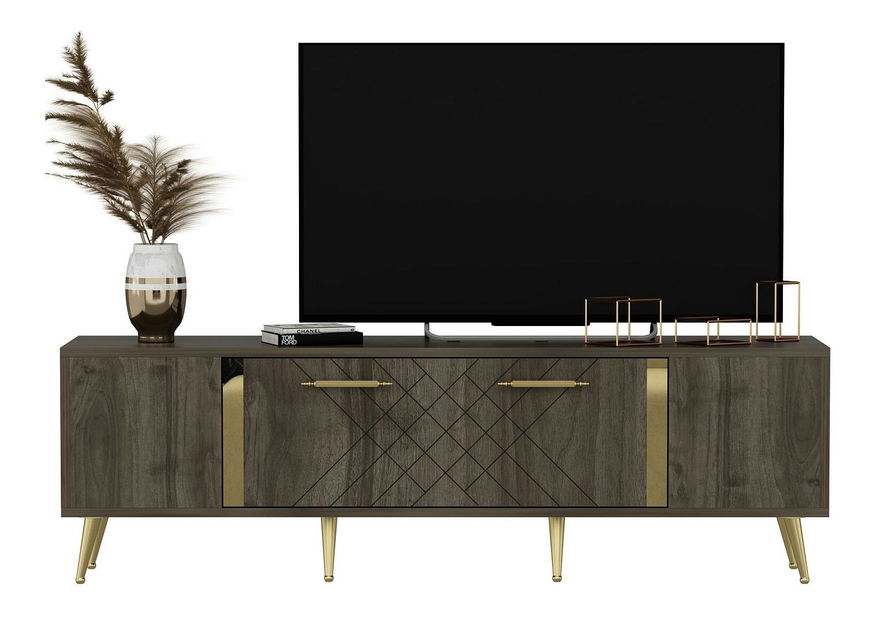 Masă TV/Dulap Tunini (Nuc + auriu) 