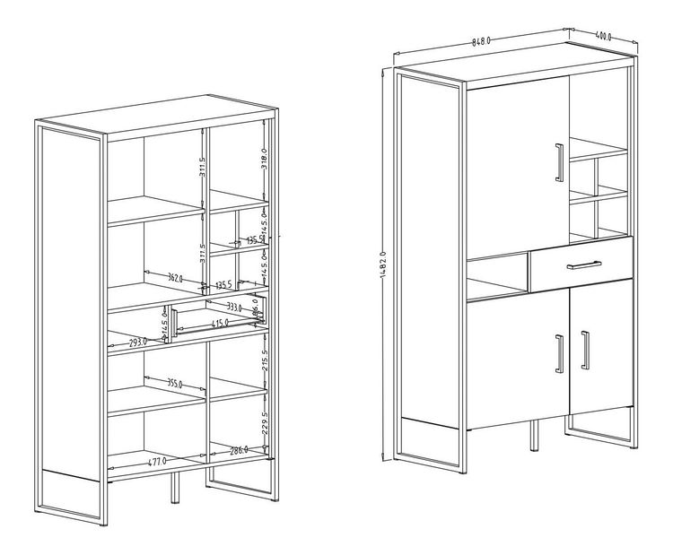 Regál Taren Typ 42 (smrek + čierna)