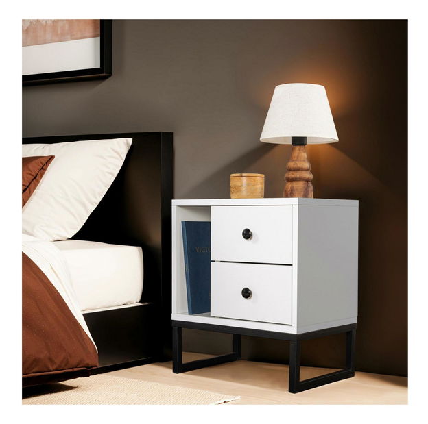 Noćni stolić Glimarolla (bijela + crna)