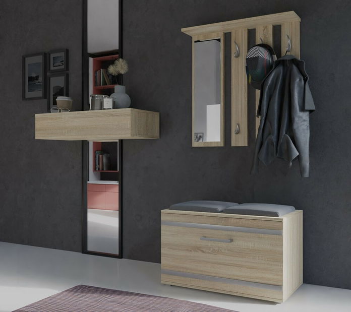 Set mobilier hol Oasis 1 (stejar sonoma) (cu oglindă)