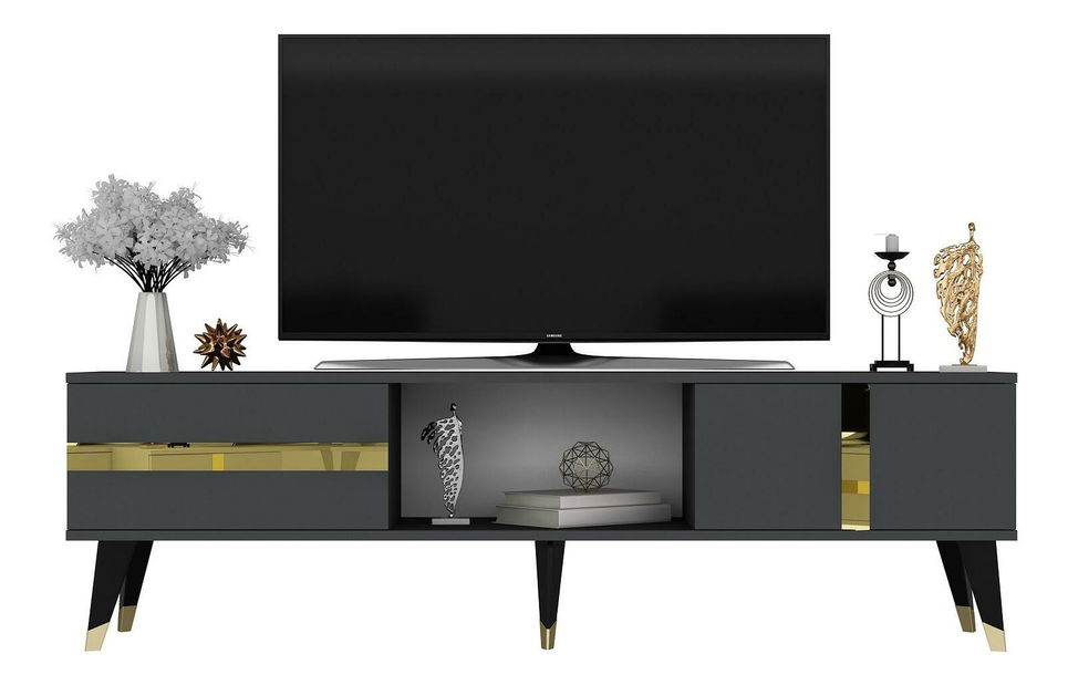 TV asztal/szekrény Vekika 2 (antracit + arany) 