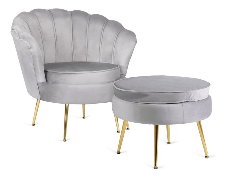 Kreslo Guarida (sivá) (s taburetkou)