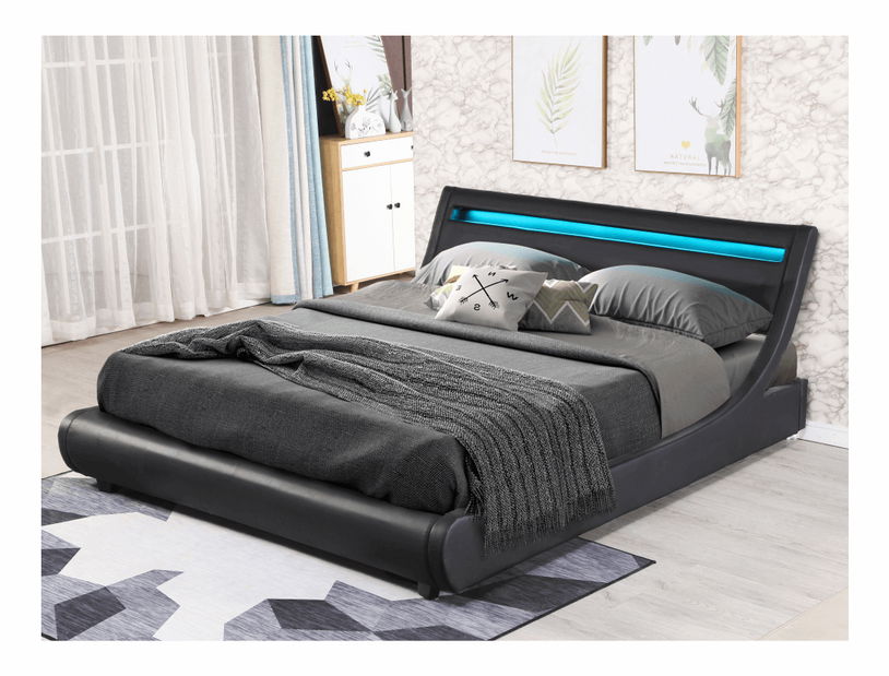 Pat matrimonial 180 cm Filina (negru) (cu somieră)