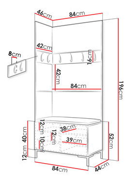 Mobilier hol Futura IV (alb + verde închis)