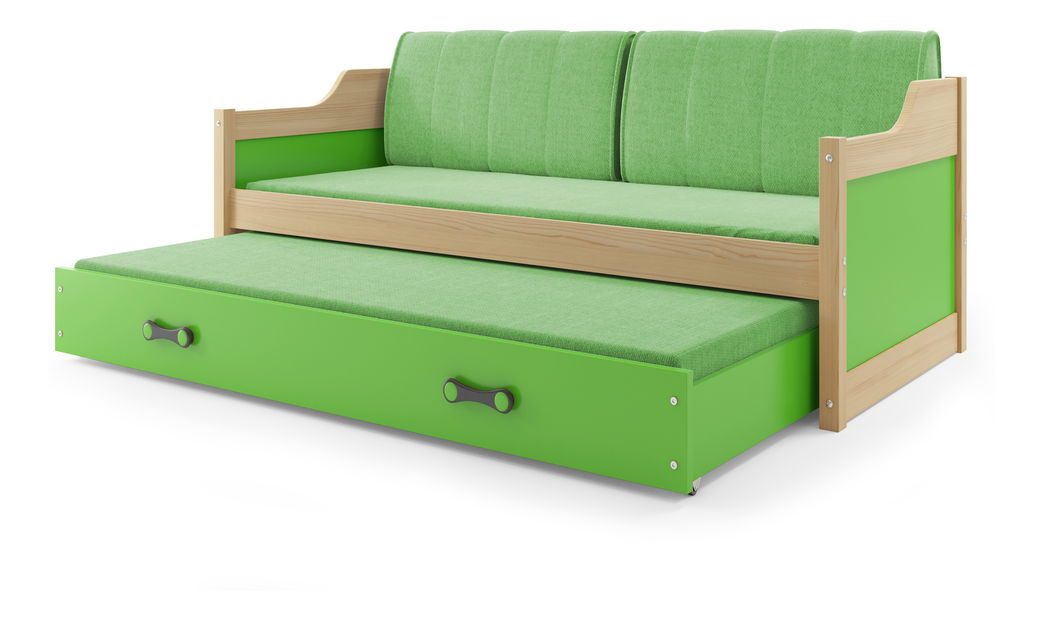 Széthúzható ágy 90 x 200 cm Dimar (fenyő + zöld) (ágyrácsokkal és tárolóhellyel)
