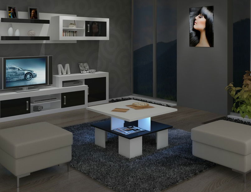 Stolić za kavu Sudbury 1 (bijela + sjaj crni) 