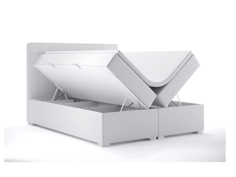 Manželská posteľ Boxspring 160 cm Candy (biela ekokoža) (s úložným priestorom)