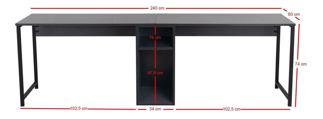 Masă PC Torpedo (antracit + Negru) 