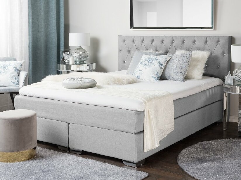 Franciaágy Boxspring 160 cm DUKE (ágyráccsal és matraccal) (szürke)