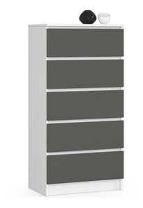 Komoda Kalista V (bijela + siva)