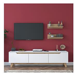 Mobilier living Mitevu 8 (alb + Nuc) 