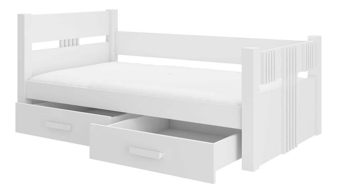 Pat pentru copii 180x80 cm cu saltea Buppi (Alb)