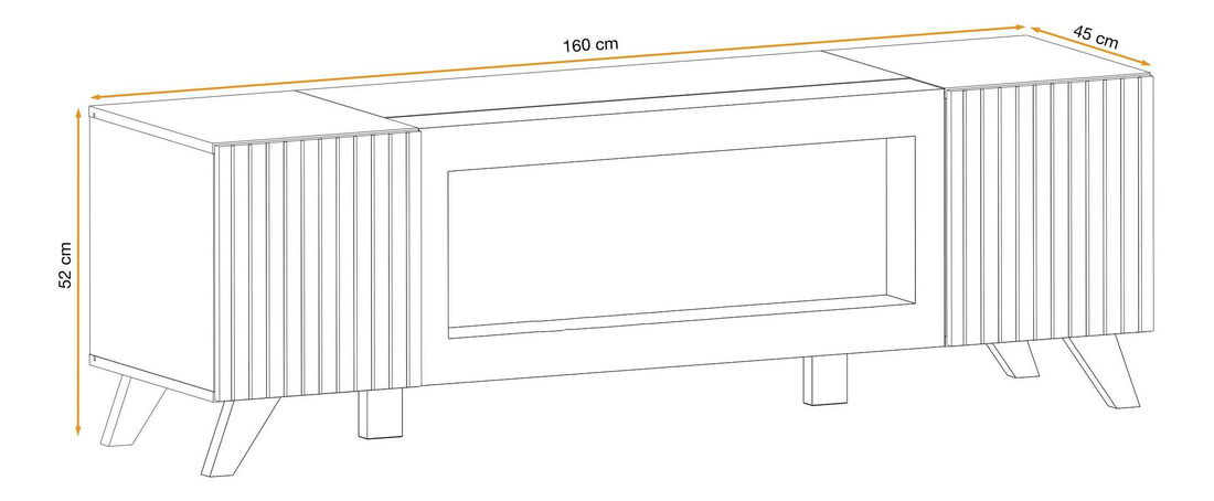 Set za dnevni boravak Lyran (hikora jackson + crna) (s LED rasvjetom) (s bio kaminom)