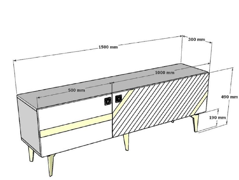 TV stolić/ormarić Tabivo (bijela + zlatna) 