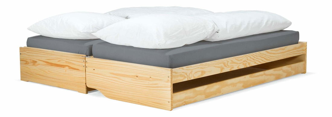 Posteľ s výsuvnými prístelkami Flapi (borovica) 