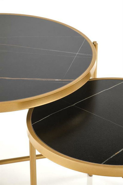 Set 2 ks. konferenčných stolíkov Fantoma (čierny mramor + zlatá)