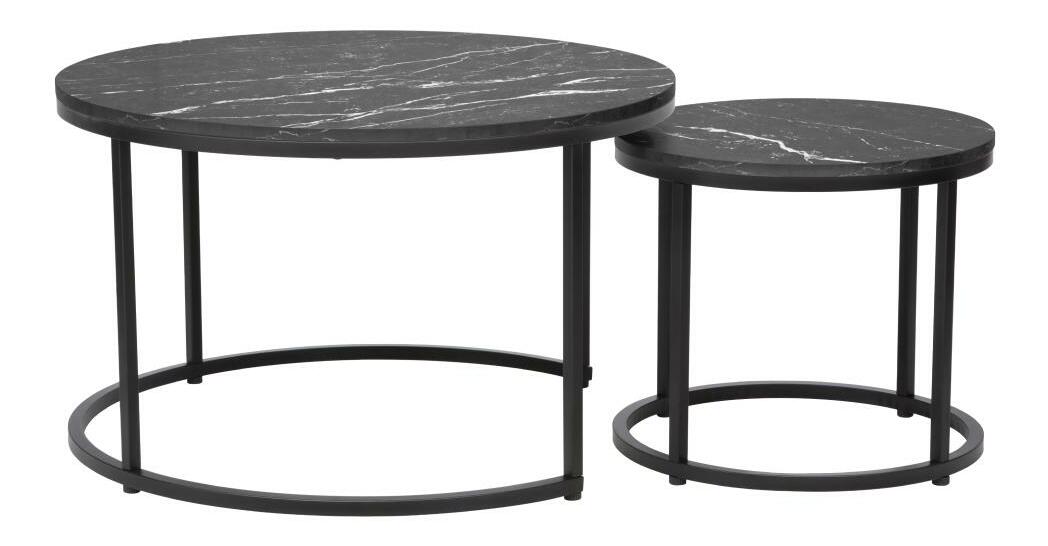 Set 2 buc măsuțe de cafea Cayera (gri închis + negru)