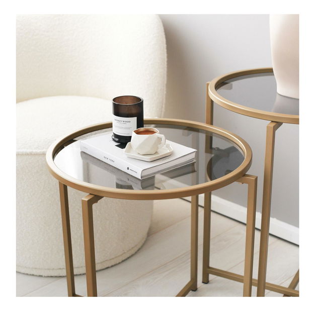 Set 2ks. konferenčných stolíkov Savet (zlatá + sivá)