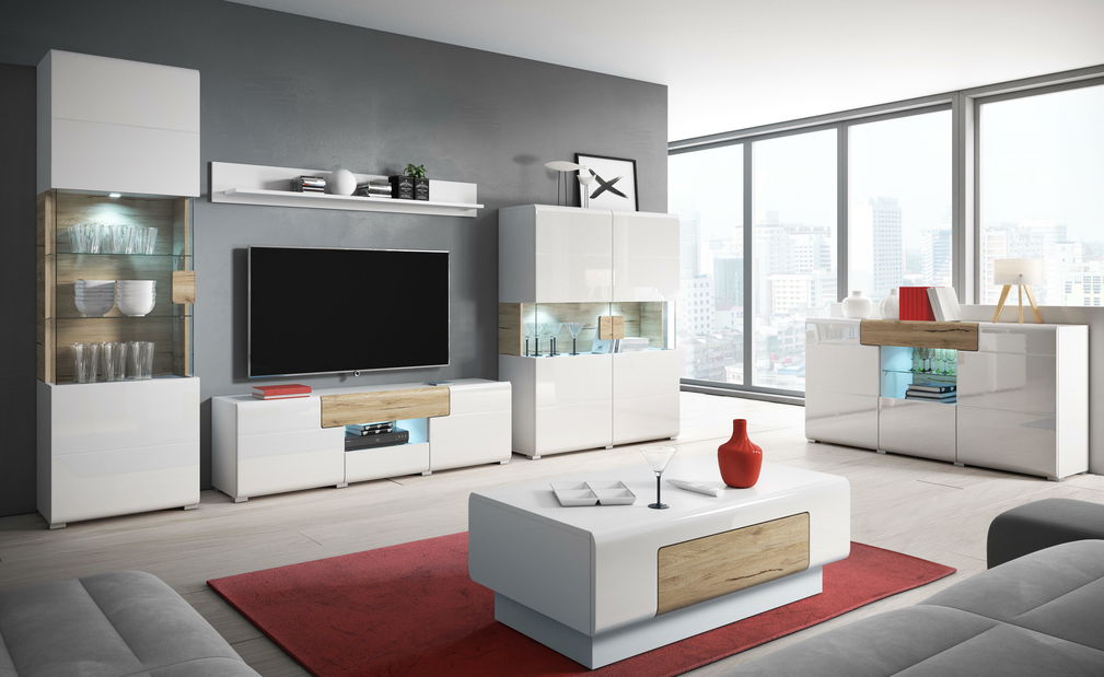 Vitrina Tamie DW05 (bijela + bijeli sjaj)