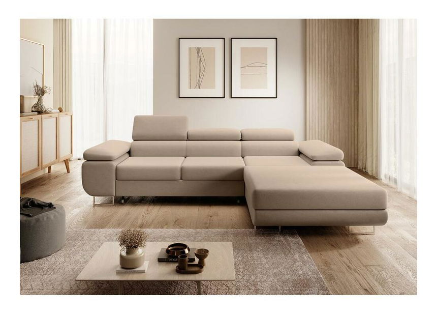 Kutna garnitura Grande (D) (bež + krom)