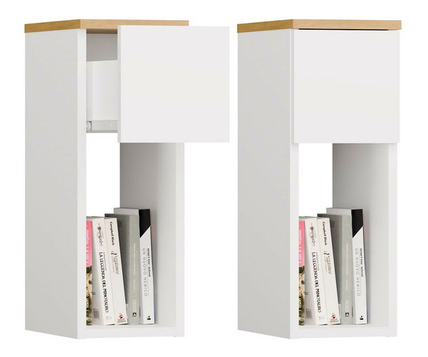 Nočný stolík Gustaban 1 (biela + dub artisan)