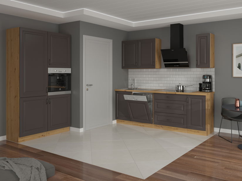 Dulap inferior bucătărie Sheila 80 D 2F BB (stejar artisan + grafit)