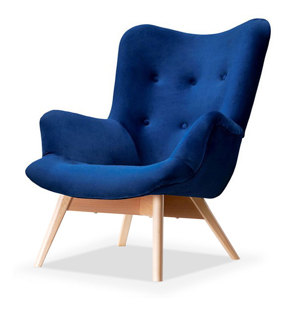 Dizájnos fotel Florentino (sötétkék + tölgy)