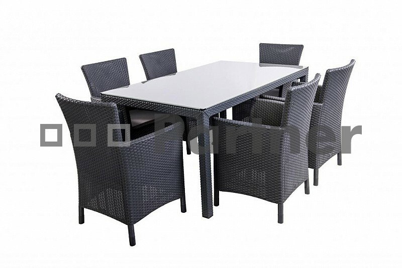 Záhradný nábytok Laura II. 1+6 antracit (Umelý ratan)