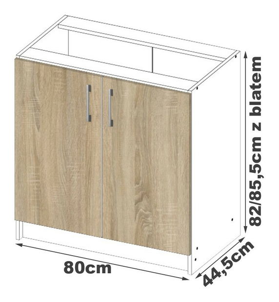 Donji kuhinjski ormarić Lula s80 (bijela mat + hrast sonoma)