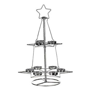 Kovový svietnik v tvare stromčeka UM0241 (strieborná)