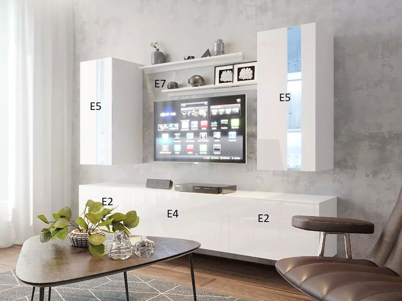 Set za dnevni boravak Berny 65 (bijela + bijeli sjaj)