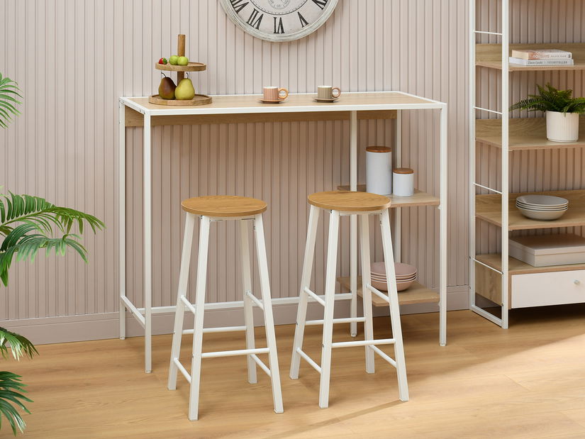 Barová stolička Fukando (dub + biela)